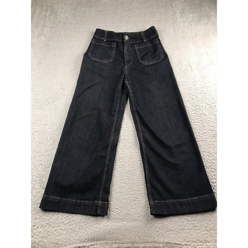 Maeve Colette Jeans Women 27 (28x25) Dark Wash Wide Leg Cropped Patch Pocket